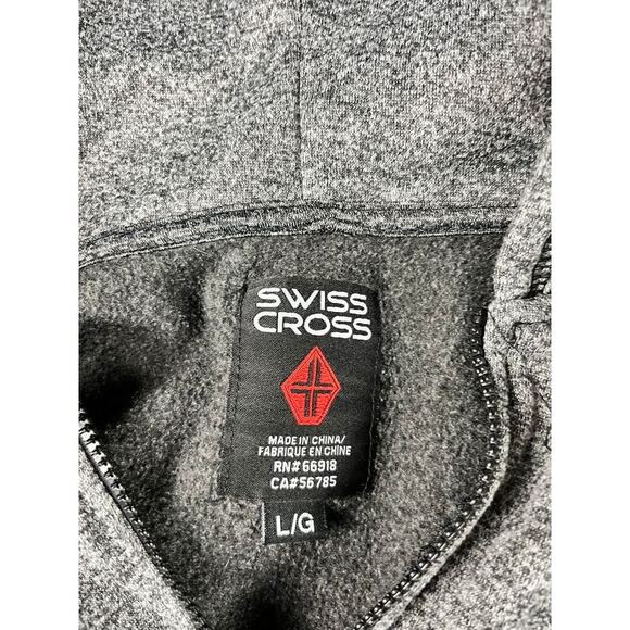 Swiss Cross men’s large gray zip up hoodie sweatshirt fleece lined pockets exc - Picture 4 of 12